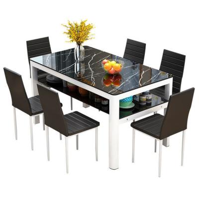 China High Hardness Dining Table And Chair Simple And Modern Rectangular Double-Layer Tempered Glass Small Dining Table Household Dining Table For 4 for sale