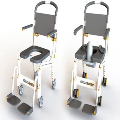 China Rehab Therapy Supplies Hot Selling Aluminum Wheels Turning Shower Chair Commode Chair for sale