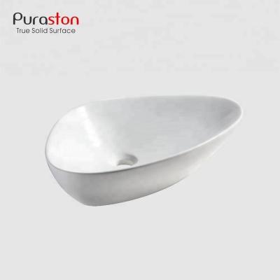 China Puraston ST3411 Dupont Modern Solid Outdoor Triangle Bath Above Counter Hand Wash Basin for sale