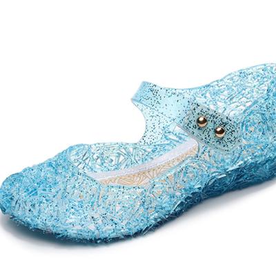 China Lightweight Rhinstone PVC Kids Princess Snow and Ice Shoes Girls Jelly Sandals Frozen Kids Girls Shoes Large for sale