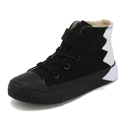 China Fashion Round Tennis Boys High Top Student School Amazon Shoes For Kids Ankle Boys Rejects Injection Canvas Shoes Kids for sale