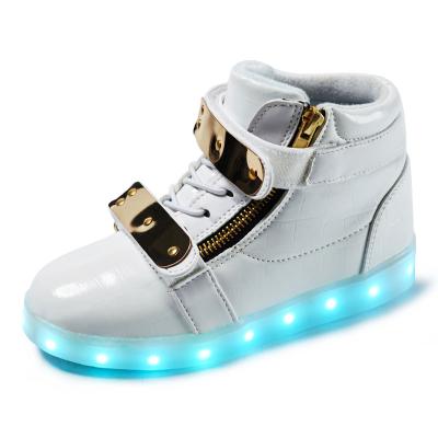 China Other Customized High Top Kids Light Up Shoes White Kids Led Shoes For Kids Boys Girls for sale