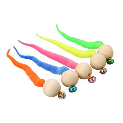 China Viable Wooden Funny Cat Self-Entertainment Bell Voice Color Chenille Bead Toy Cat Cat Toy Healthy Pet Toy for sale