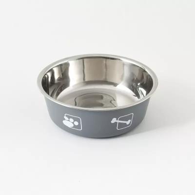 China Non-automatic Stainless Steel Dog Bowl Thickened Non-slip Bottom Silicone Pet Bowl Dog Cat Food Bowl Wholesale for sale