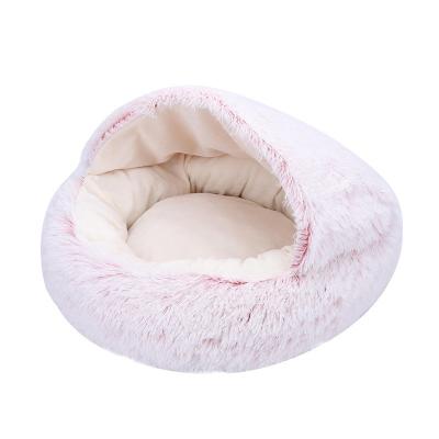 China Warm Round Semi-Closed Cat Litter Stored Deep Sleep Dog Deep Sleep Plush Kennel Sleeping Bag Crystal Velvet Half-Pack for sale