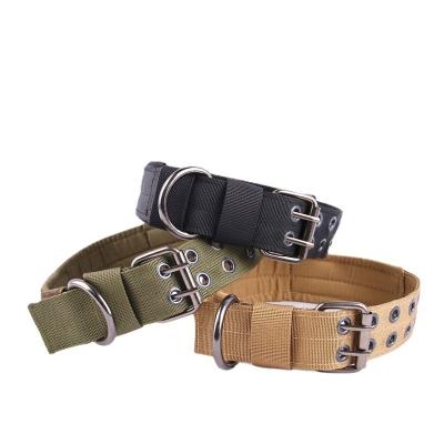 China Custom Wholesale Nylon Pet Collar Padded Breathable Army Color Washable Nylon Dog Collar For All Dog Breeds for sale