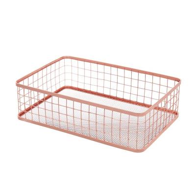 China Nordic Home Eco-Friendly Wrought Iron Cosmetic Storage Basket Wire Bins For Storage for sale