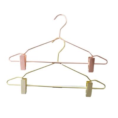 China CLASSIC Rose Gold Trouser Clips Simple Household Gold Trouser Hanger Clothing Store Metal Hangers for sale