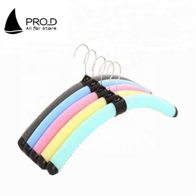 China Store Eco-friendly Foam Plastic Clothing Clothes Hanging Bendable Color Sponge Hanger Foam Hanger for sale