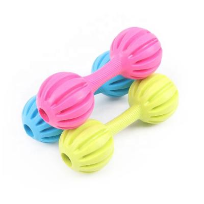 China Linear Rubber Barbell Pet Toy, Super Resistant To Sharp Dog Teeth Bite Toy, Educational Reward Pet Toy for sale