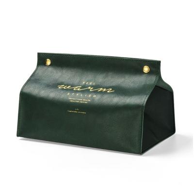 China CLASSIC Nordic style household PU tissue leather box, car creative paper storage box for sale