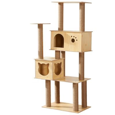 China Wholesale Stocked Cat Furniture Tower Cardboard Pet Cat Tree House Manufacturer for sale