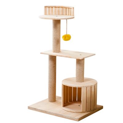 China Luxury Climbing Stocked Cat Tree Tower Scratching Cat Tree Scratcher Wooden Pet Tower Pet Lover Gift for sale