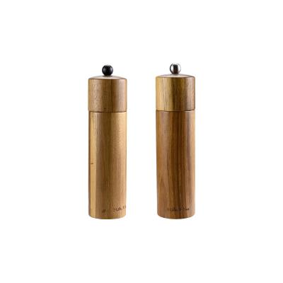 China Acacia Wood Pepper Mill Straight Ceramic Core Manual Universal Pepper Grinder Column Grinder Bottle Kitchen Tools Seasoning Tools for sale