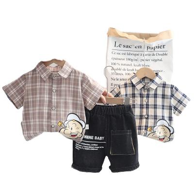 China YT Style Lolita 0-5 Years Old Boys Toddlers Spring Summer Shorts Sleeve Plaid Shirt Kid Children Clothing for sale