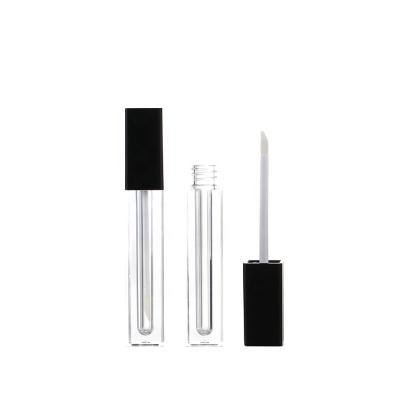 China 2.8ml Lip Gloss Tubes Private Label Luxury Square Empty Slim Black Clear Plastic Matte Clear Matte Lip Gloss Packaging Bottle With Wand Brush for girls for sale