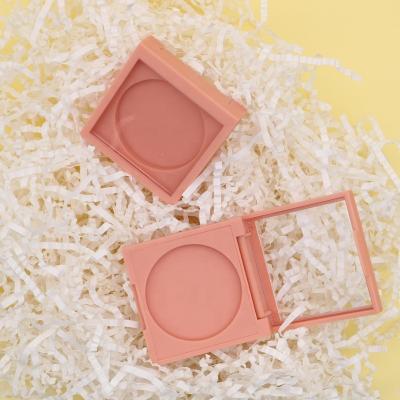 China New Recycled Materials Luxury Custom Empty Plastic Square Cute Blush Case Nude Matte Highlighter Blush Packaging Compact Case With Clear Window for sale