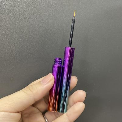 China Eyelash Growth Serum With Gold Eyelash Serum Eyeliner Serum Extreme Thin Round Empty Metallic Purple Slim Container Liquid Liquid Eyeliner Tube With Brush Tip for sale