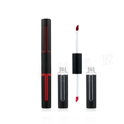 China Mascara Lip Gloss Packaging With New Design Plastic Two Ends Bottles Around Dual Use 2 In 1 Double Sided Empty Matte Clear Mascara Tube Lip Gloss Tubes Lip Gloss Tube With Brush for sale