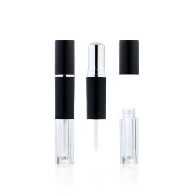 China Two sides clear injection bottle for luxury double sided liquid lip gloss and logo lipstick container lip gloss custom round bottle sided empty lipstick tube with lip gloss bottle for sale