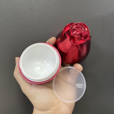 China Rose Flower Cosmetics Face Cream Jar New Luxury Romantic Plastic Gold PP Rose Flower Containers For Cream Jar 30g Skin Care Empty Containers For Lotions And Creams for sale