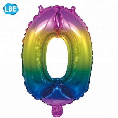 China Gift Toy 16inch Rainbow Color Foil Number Balloon for sale