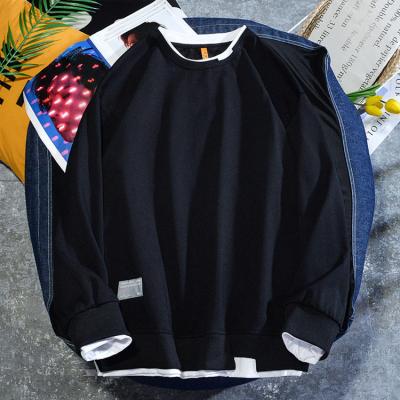 China Low MOQ Streetwear Crewneck Patchwork Hoodie Wholesale Simple Cotton Spring And Autumn Anti-wrinkle Sweatshirts For Men for sale