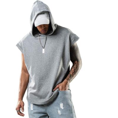 China Anti-Wrinkle Factory OEM Hoodies Sleeveless Oversized Pullover Sports Gym Sweatshirts Plus Size Mens Hoodies Men for sale