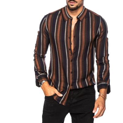 China Casual trend loose anti-pilling men printing striped shirt for man long sleeve sart for man cardigan for sale