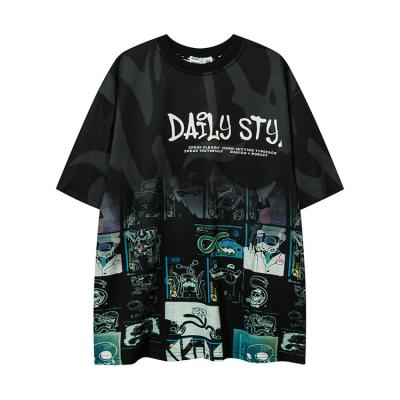 China High Quality Streetwear Anti-Wrinkle Screen Printing Drop Shoulder High Quality T-shirts Men's Heavy T-Shirts 100 Polyester Sublimation T-Shirt for sale