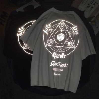 China Custom Printing Oversized Tees Men's 100% Graphic Logo Anti-wrinkle Fluorescent Reflective Cotton T-shirt Glow in the Dark T-shirts for sale