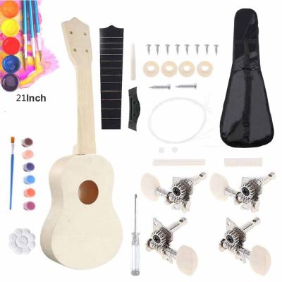 China Music Assemble 21 Inch Kids DIY Guitar Ukulele Small Pack Painted Painting Handmade Material for sale