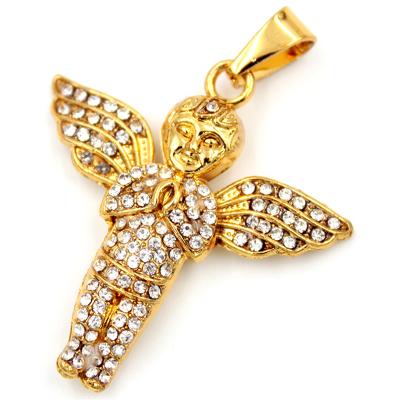 China DAICY Hiphop Jewelry Hot Sale Men's Hip Hop Rhinestone Gold Angel Pendant Large Full for sale