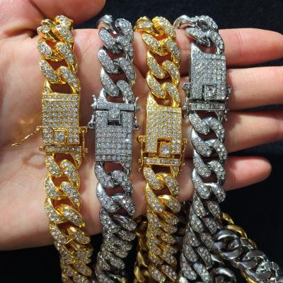 China DAICY Miami Hiphop Jewelry Iced Out Miami Cuban Link Chain Cuban Necklace Thick Hip Hop Necklace for sale