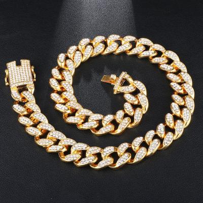 China DAICY Factory Hiphop Jewelry Iced Out Miami Cuban Link Chain Necklace Miami Cuban Link Chain Necklace Thick Heavy Heavy Hip Hop Necklace for sale