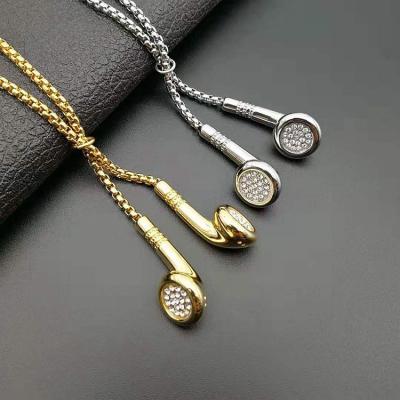 China New Fashion Hiphop DAICY Stainless Steel Man Hip Hop Decorative Necklace Earphone for sale