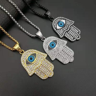 China Punk Good Quality Heavy Eye Fatima Stainless Steel Man DAICY Pendant Necklace for sale