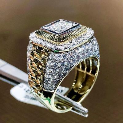 China New DAICY Hiphop fashion bling cheap hip hop men's full stone gold bling pattern ring the new for sale