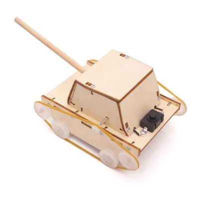 China Educational DIY Project Science Stem Learning Set DIY Wooden Tank Toy Children Model Kit for sale