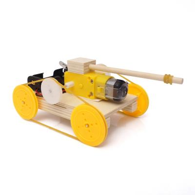 China Educational DIY Project Science Stem Learning Set DIY Wooden Tank Toy Children Model Kit for sale