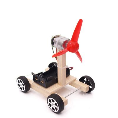 China Educational DIY Wooden Project STEM Scientific Experiment Assembly Aerodynamics Car Toys for sale