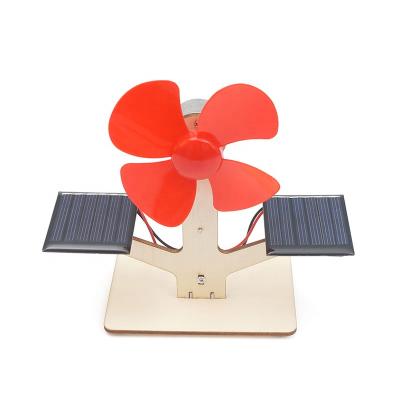 China DIY project kids science and educational toy diy wood assemble solar rechargeable powered fan for sale