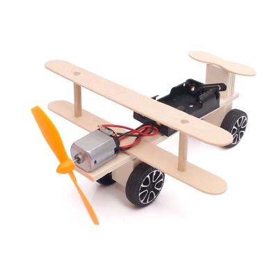 China DIY project STEM toys wooden educational diy wooden model glide science planes ground rolling toy for sale