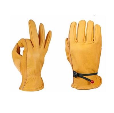 China Leather Safety Portable Working Wrist Waterproof Stretchable Gloves For Construction Working Gardening for sale