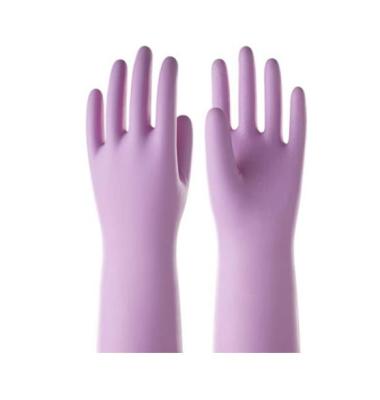 China Durable Reusable PVC Cotton Material Household Gloves Flock Non-Slip Coating For Kithen Tableware Laundry Cleaning for sale