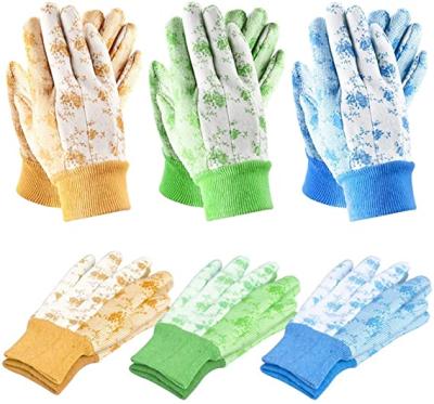 China Comfortable 6 Pcs Garden Yard Working PVC Dots Cotton Knitted Gloves For Garden for sale