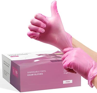 China Disposable Household Pink Nitrile Powder Free Gloves For Household for sale