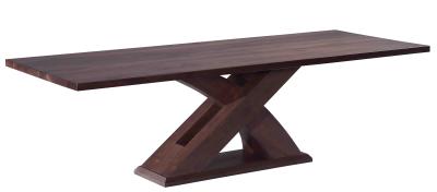 China Commericial Black Solid Walnut Dining Table MDF Veneer Base No Folede for sale