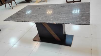 China Natural Marble Top Black Solid Walnut Coffee Table Stainless Steel Base for sale