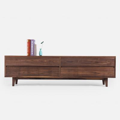 China Simple TV Stand Walnut Solid Wooden Television Stands Cabinet No Veneer for sale